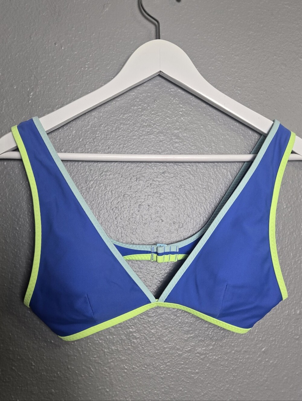 Aerie Blue Bikini Top with Lime Trim Size Small